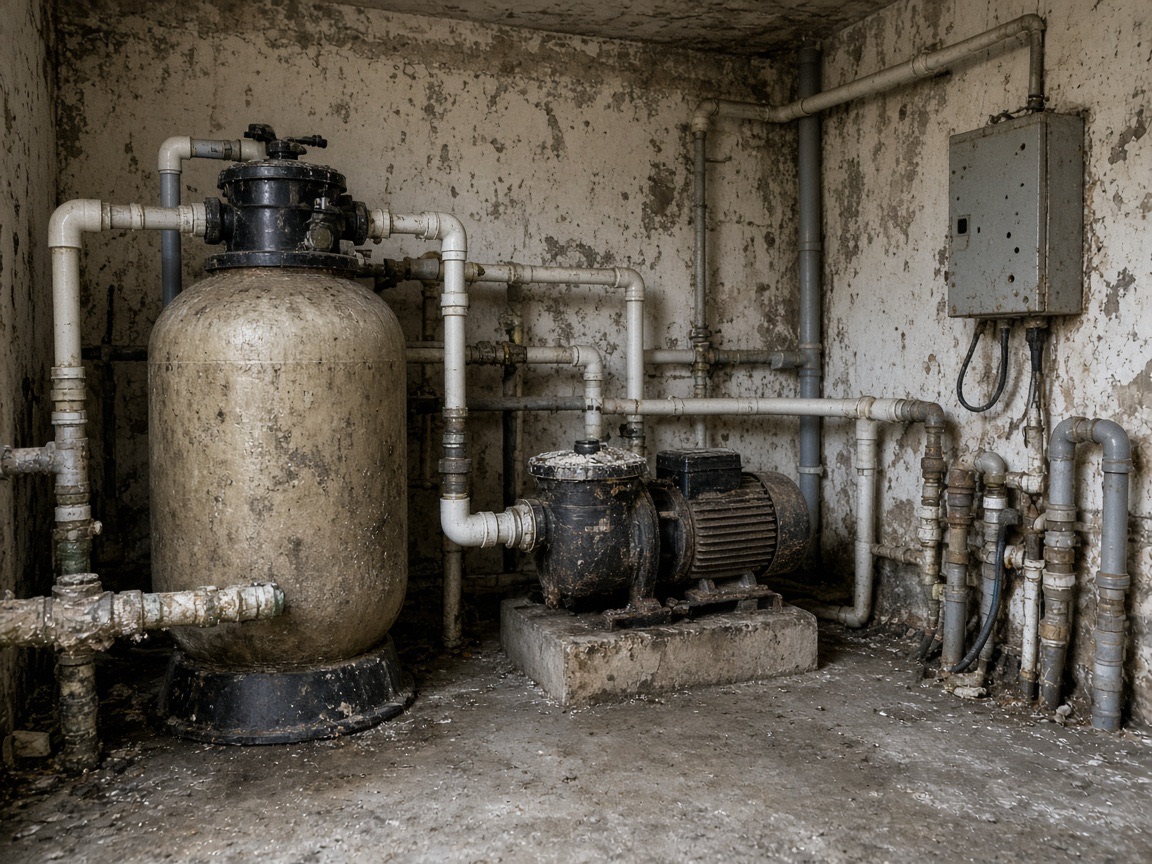Pompe de filtration — Local technique desordre avant