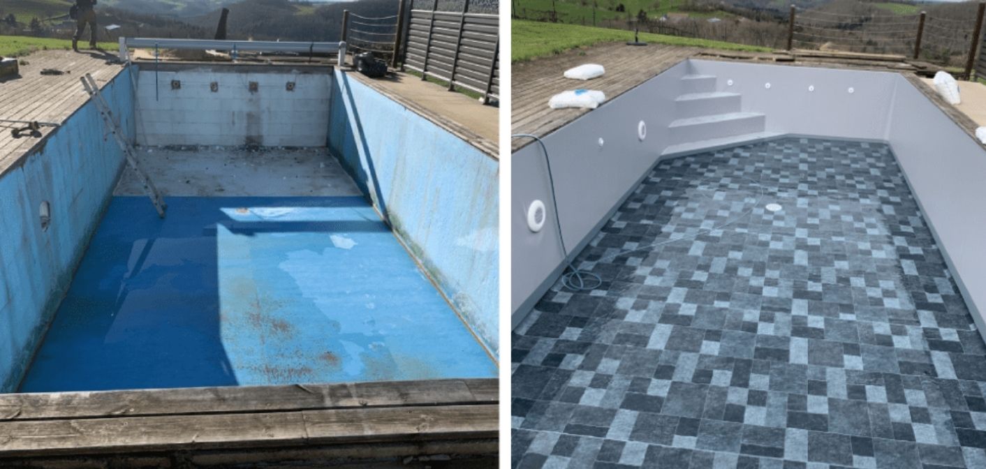 03 avant apres membrane — Rénovation de piscine en Haute-Saône en Haute-Saône (70)