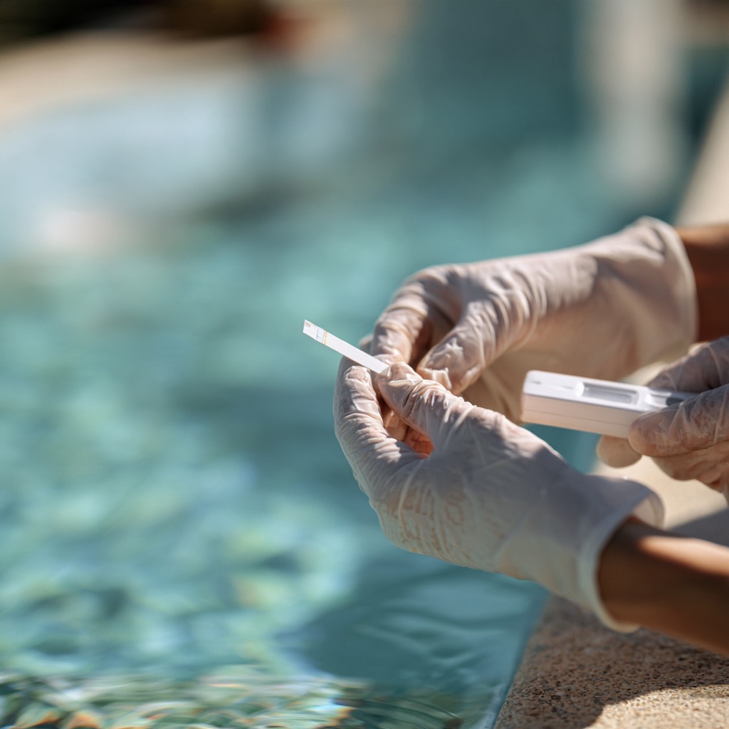Test eau bandelette detail 2 — Traitement de l'eau de piscine en Haute-Saône en Haute-Saône (70)