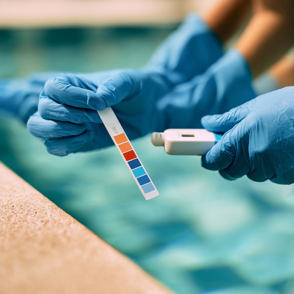 Test eau bandelette detail — Traitement de l'eau de piscine en Haute-Saône en Haute-Saône (70)